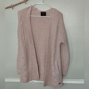 Abercrombie & Fitch Light Pink Cable Knit Open Cardigan Size Small